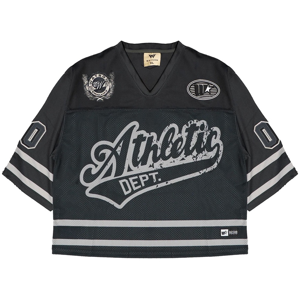 NWT Watson Athletic Department Cropped Football Jersey Charcoal W/ Bracelet